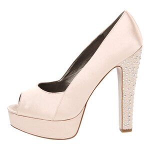 Steve Madden BETSI Bling Bridal Satin Platform Peep Toe Shoes 8.5 NIB